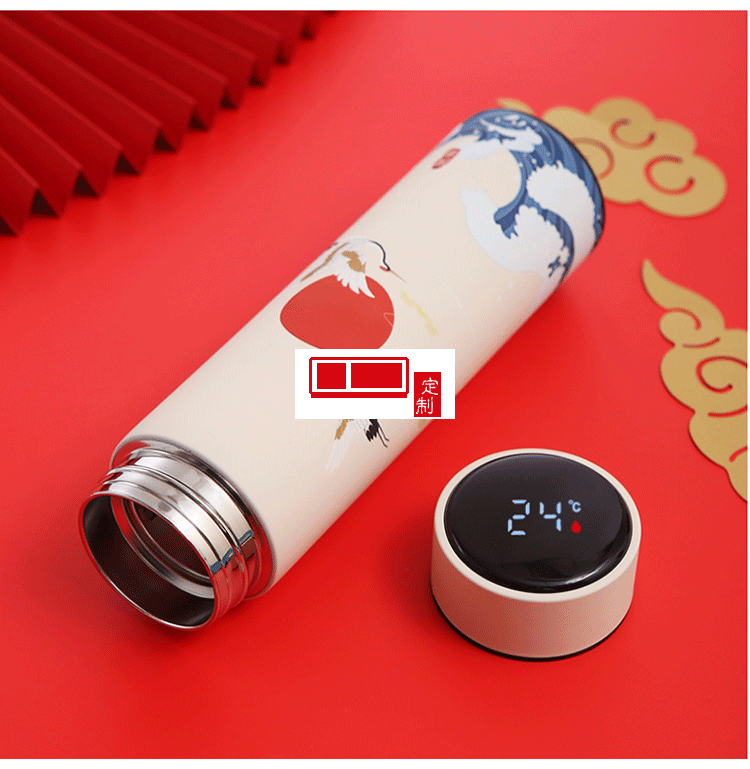 國潮不銹鋼智能杯中國風(fēng)商務(wù)顯溫保溫杯禮品杯子定制