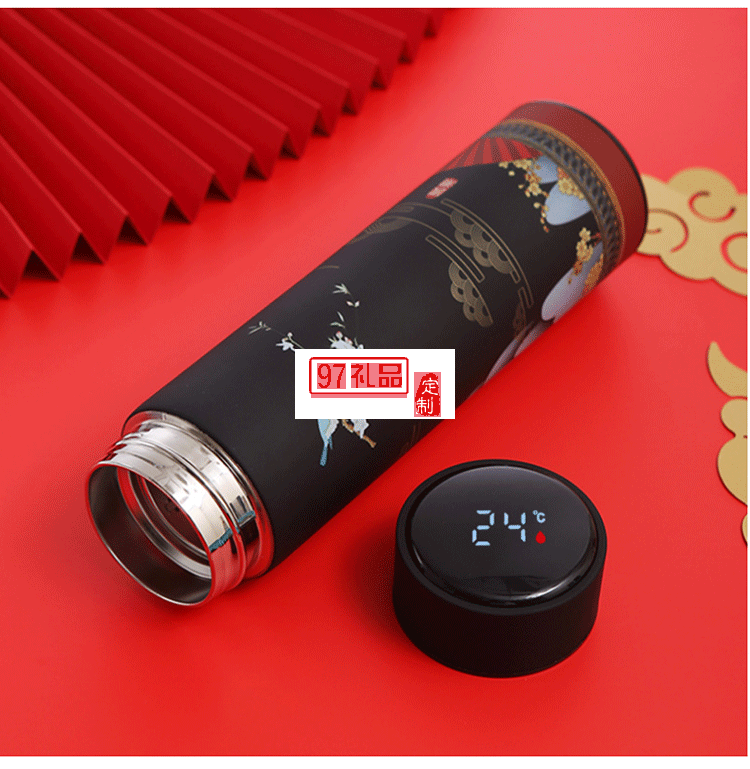 國潮不銹鋼智能杯中國風(fēng)商務(wù)顯溫保溫杯禮品杯子定制