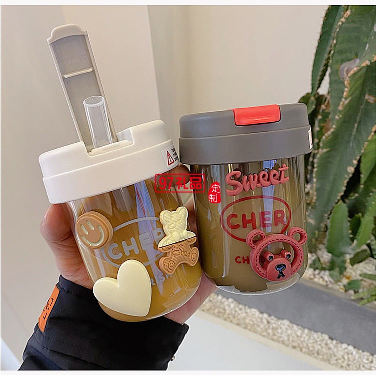 夏天創(chuàng)意ins風(fēng)噸噸杯吸管可愛(ài)迷你小巧男女學(xué)生塑料水杯網(wǎng)紅便攜