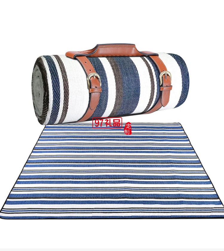  INS風(fēng)皮拎手野餐墊MKZ-022 藍白條紋 定制公司廣告禮品